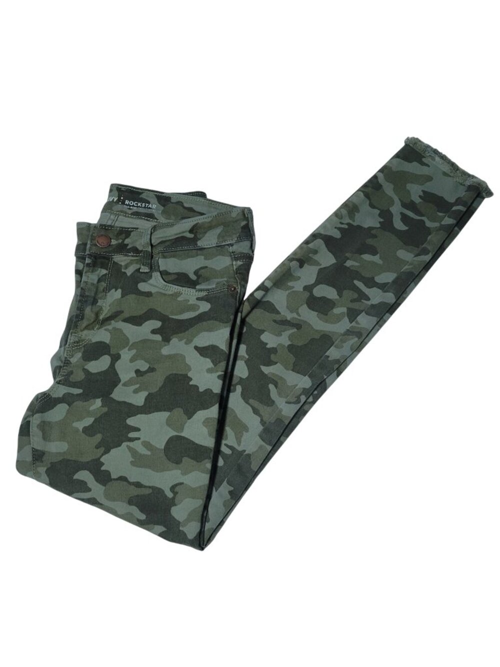 Old Navy Rockstar Mid Rise Jeans Womens Size 4 Skinny Camouflage Green Denim